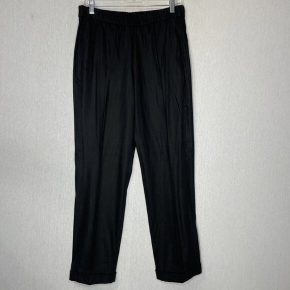 J. Jill Linen Stretch Pull-On Pants Size Small Black Old Money Office Business - Picture 1 of 12